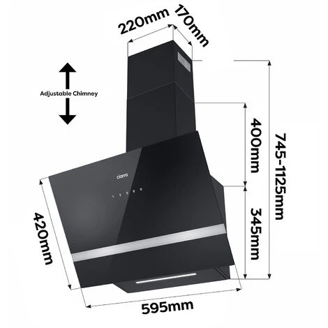 CIARRA 60cm Glass Angled Cooker Hood Class A++ 650m3/h 4 Speeds Touch Control-CD6736HB 7 CIARRA 60cm Glass Angled Cooker Hood Class A++ 650m3/h 4 Speeds Touch Control-CD6736HB - Image 5