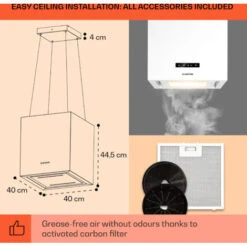 Klarstein Kronleuchter Smart, Island Hood, 595m³ / H, App Control, LED Panel -Kitchen Appliances Shop 39501053 5