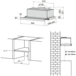 CIARRA 60cm Integrated Telescopic Cooker Hood With 2-speed Extraction Class A-906DS60 -Kitchen Appliances Shop 42185726 5