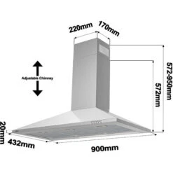CIARRA 90cm Cooker Hood 2pcs Carbon Filters Class A 370m3/h Stainless Steel Chimney Hood -201SS90 -Kitchen Appliances Shop 42185727 5