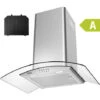 CIARRA 60cm Curved Glass Wall Mounted Cooker Extractor Hood 6S506-UK