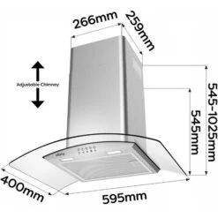 CIARRA 60cm Curved Glass Wall Mounted Cooker Extractor Hood 6S506-UK -Kitchen Appliances Shop 47309339 5