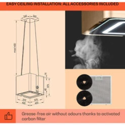 Klarstein Futurelight Smart Island Bonnet Recirculation 420m³/h LED Stainless Steel -Kitchen Appliances Shop 50828012 5