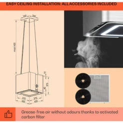 Klarstein Futurelight Smart Island Bonnet Recirculation 420m³/h LED Stainless Steel -Kitchen Appliances Shop 50828013 5
