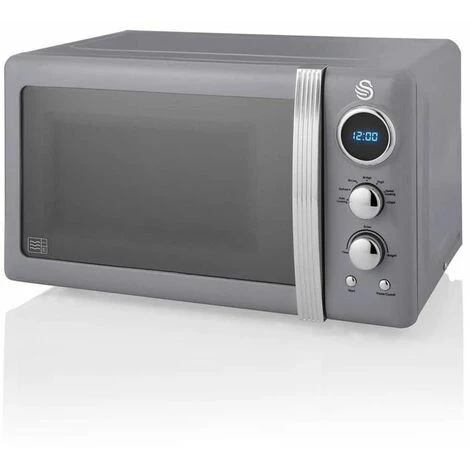 Swan Retro 800W LED Digital Microwave Grey 3 Swan Retro 800W LED Digital Microwave Grey