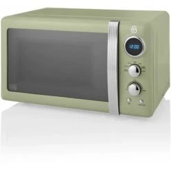 Swan Retro 800W LED Digital Microwave Green