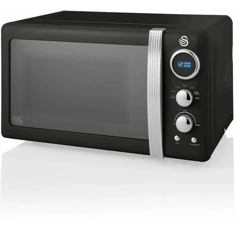 Swan Retro 800W LED Digital Microwave Black 3 Swan Retro 800W LED Digital Microwave Black