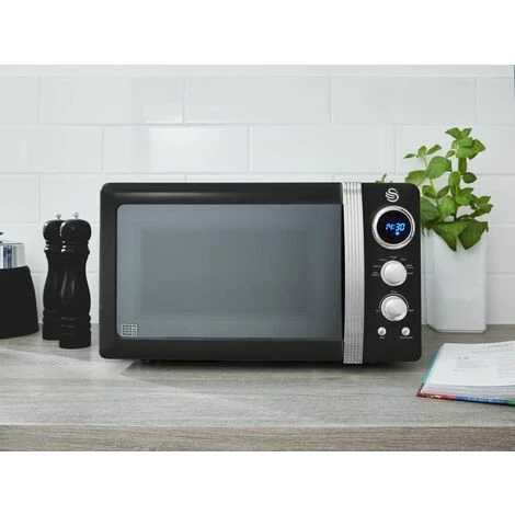 Swan Retro 800W LED Digital Microwave Black 6 Swan Retro 800W LED Digital Microwave Black - Image 4