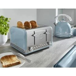 Swan 4 Slice Retro Blue Toaster -Kitchen Appliances Shop 53434755 5