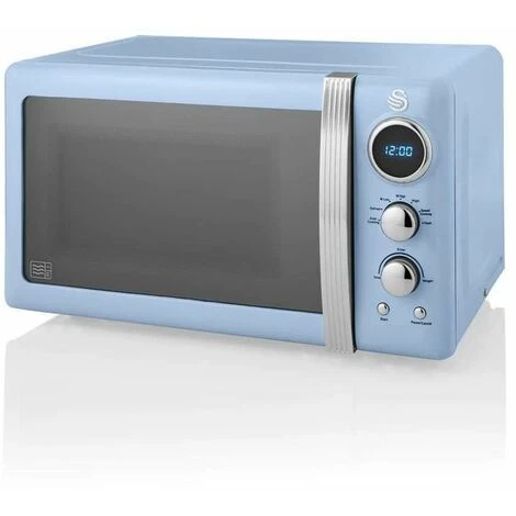 Swan Retro 800W LED Digital Microwave Blue 3 Swan Retro 800W LED Digital Microwave Blue