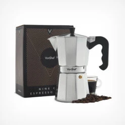 VonShef 9 Cup/450ml Italian Espresso Coffee Maker Moka Stove Top Macchinetta Includes A Replacement Gasket And Filter