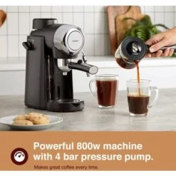 VonShef 4 Bar Espresso Machine - Black Coffee Maker With 4 Cup Capacity, Removable Easy Clean Drip Tray, Stainless Steel Filter, Control Dial & Milk Frothing For Espressos, Cappuccinos & Lattes - 800W -Kitchen Appliances Shop 54924687 3
