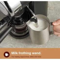 VonShef 4 Bar Espresso Machine - Black Coffee Maker With 4 Cup Capacity, Removable Easy Clean Drip Tray, Stainless Steel Filter, Control Dial & Milk Frothing For Espressos, Cappuccinos & Lattes - 800W -Kitchen Appliances Shop 54924687 4