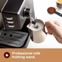 VonShef Espresso Machine, 15 Bar Pressure Pump – Barista Coffee Maker With Milk Frother For Latte, Cappuccino, Americano, Flat White And More – Black/Silver -Kitchen Appliances Shop 54924817 3