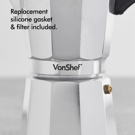VonShef 6 Cup/300ml Italian Espresso Coffee Maker Moka Stove Top Macchinetta Includes A Replacement Gasket And Filter 7 VonShef 6 Cup/300ml Italian Espresso Coffee Maker Moka Stove Top Macchinetta Includes A Replacement Gasket And Filter - Image 5