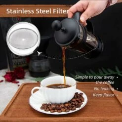 French Press Coffee Maker 2 Cups, Cafetiere Coffee Press, Perfect For Coffee Lover Gifts Morning Coffee, Maximum Flavor Coffee Brewer With Stainless Steel Filter, 12 Oz/350 ML -Kitchen Appliances Shop 60699474 4