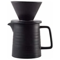 500ML Pour Coffee Maker Set, Premium Ceramic V60 Dripper And Decanter, 1-2 Cup Home Filter Coffee Maker (Black)