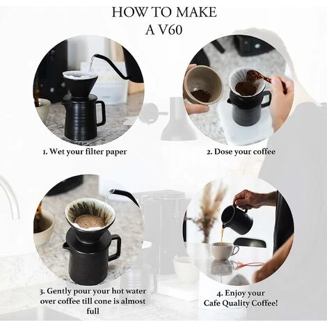 500ML Pour Coffee Maker Set, Premium Ceramic V60 Dripper And Decanter, 1-2 Cup Home Filter Coffee Maker (Black) 5 500ML Pour Coffee Maker Set, Premium Ceramic V60 Dripper And Decanter, 1-2 Cup Home Filter Coffee Maker (Black) - Image 3