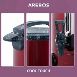 AREBOS Mulled Wine Cooker 1650 W Hot Drink Dispenser 20 L With Drip Tray, Outlet Tap, Thermostat And Overheating Protection Temperature Setting From 30 - 110 °C Red -Kitchen Appliances Shop 63743229 4