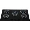 SIA BGH90BL 90cm Black 5 Burner Gas On Glass Hob Cast Iron Supports LPG Kit -Kitchen Appliances Shop 65334511 1