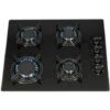 SIA GHG612BL 60cm Black 4 Burner Gas On Glass Hob With Enamel Pan Stands & FFD