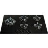 SIA GHG902BL 90cm Black 5 Burner Gas On Glass Hob With Cast Iron Pan Stands