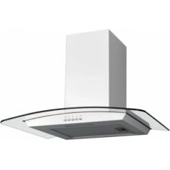 SIA CGH60WH 60cm White Curved Glass Chimney Cooker Hood Kitchen Extractor Fan