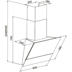 60cm Black Angled Cooker Hood With Sliding Glass Panel - SIA AGTC60BL -Kitchen Appliances Shop 65334668 3