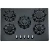 SIA R8 70cm Black 5 Burner Gas On Glass Hob With Cast Iron Pan Stands -Kitchen Appliances Shop 65334755 1