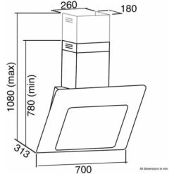 SIA AGE71BL 70cm Black 3 Colour LED Edge Lit Angled Glass Cooker Hood Extractor -Kitchen Appliances Shop 65334758 4