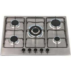 SIA SSG702SS 70cm 5 Burner Gas Hob In Stainless Steel With Enamel Pan Stands