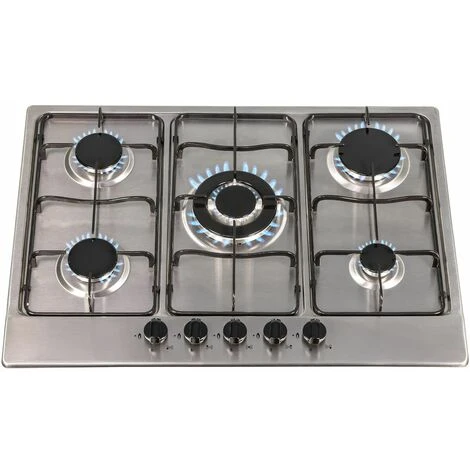 SIA SSG702SS 70cm 5 Burner Gas Hob In Stainless Steel With Enamel Pan Stands 3 SIA SSG702SS 70cm 5 Burner Gas Hob In Stainless Steel With Enamel Pan Stands