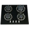 SIA R7 60cm Black 4 Burner Gas On Glass Kitchen Hob With Cast Iron Pan Stands -Kitchen Appliances Shop 65334799 1