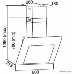 SIA AGE91BL 90cm Black 3 Colour LED Edge Lit Angled Glass Cooker Hood Extractor -Kitchen Appliances Shop 65334819 4