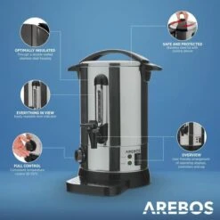 AREBOS Mulled Wine Maker 950 W Hot Beverage Dispenser 6.8 L With Drip Tray, Outlet Tap, Thermostat And Overheating Protection Temperature Setting From 30-110°C -Kitchen Appliances Shop 65752108 3
