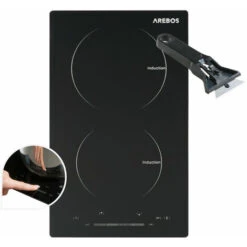AREBOS Induction Hob 3000W 2 Hobs 30 Cm Autarkic With Sensor Touch Timer Child Safety Overheating Protection Auto Switch-off