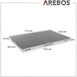 AREBOS Glass Ceramic Hob 8500 W 5 Hobs 77cm Autarkic Incl. Dual Cooking Zone And Roasting Zone With Sensor Touch Child Safety Overheating Protection Auto Switch-off -Kitchen Appliances Shop 66651845 5
