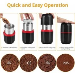 150W Electric Coffee Grinder, Bean Grinder, 120g Capacity, With Cleaning Brush, 2-in-1 Teaspoon And Tamper (Black) -Kitchen Appliances Shop 67260064 3