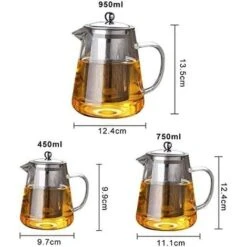 Heat Resistant Glass Teapot With Infuser, Clear Handle, Perfect For Tea And Coffee - (450ml) -Kitchen Appliances Shop 67924862 3