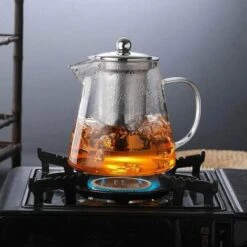 Heat Resistant Glass Teapot With Infuser, Clear Handle, Perfect For Tea And Coffee - (450ml) -Kitchen Appliances Shop 67924862 5
