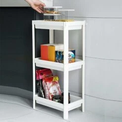 3 Tier Slim Organizer Storage Cart Laundry Trolley Bathroom Shelves Organizer, For Bathroom Laundry Room Pantry Kitchen Narrow Places -Kitchen Appliances Shop 68091211 3