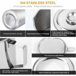 Bacon Grease Container With Stainless Steel Grease Strainer Perfect As Pan Grease Holder, Cooking Oil Keeper And Storage1.2L -Kitchen Appliances Shop 68106209 4