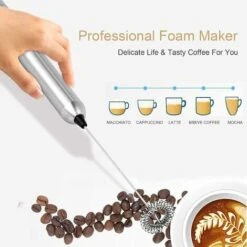 Electric Milk Frother Rod, Stainless Steel Handheld Milk Frother, Battery Operated Electric Motor Frother, Coffee/Latte/Cappuccino/Cream/Macchiato Milk Frother -Kitchen Appliances Shop 68107143 5