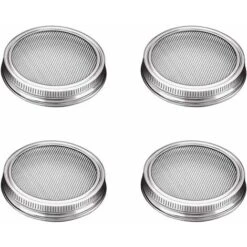 4 Stainless Steel Home Germination Jar Lids For Large Mouth Mason Jars