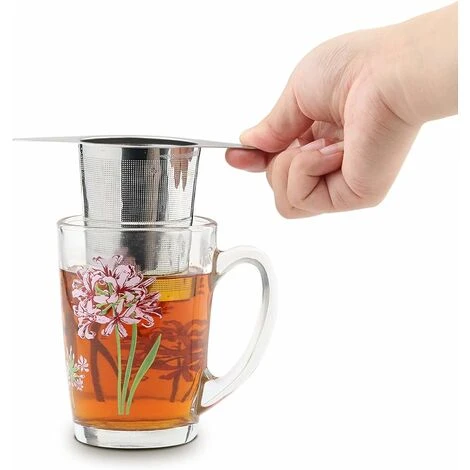 Extra Fine 18/8 Stainless Steel Tea Infuser Mesh Strainer With Large Capacity & Perfect Size Double Handles For Hanging On Teapots, Mugs, Cups To Steep Loose Leaf Tea And Coffee 4 Extra Fine 18/8 Stainless Steel Tea Infuser Mesh Strainer With Large Capacity & Perfect Size Double Handles For Hanging On Teapots, Mugs, Cups To Steep Loose Leaf Tea And Coffee - Image 2