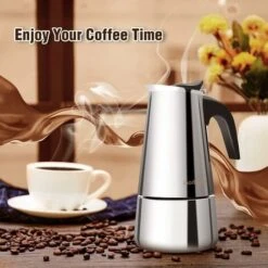 Italian Coffee Maker, Moka Coffee Maker In Stainless Steel Pressure Coffee Maker 200ml Large Capacity Compatible With Induction Hob With Ergonomic Handle -Kitchen Appliances Shop 68261461 3