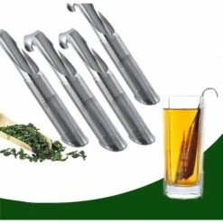 Stainless Steel Tea Diffuser, Hanging Cup Type Tea Making Tool Tea Leak For Loose Tea, Rose, Coffee, Spices, Long Handled Tea Filter Pipe (4 Pieces),