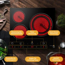 Built-in Ceramic Hob, 3 Zones Electric Cooktop In Black, 5400W Total Output, With Dual Zone Touch Control Timer Child Lock Gasland Chef CH603BF -Kitchen Appliances Shop 71426691 4