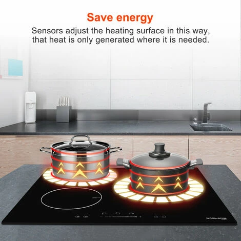 Gasland Chef IH603BF 60cm Built-in Induction Hob, 3 Zones Electric Cooktop 5800W, With Slider Touch Control, Boost Function 4 Gasland Chef IH603BF 60cm Built-in Induction Hob, 3 Zones Electric Cooktop 5800W, With Slider Touch Control, Boost Function - Image 2