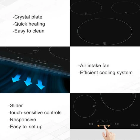 Gasland Chef IH603BF 60cm Built-in Induction Hob, 3 Zones Electric Cooktop 5800W, With Slider Touch Control, Boost Function 6 Gasland Chef IH603BF 60cm Built-in Induction Hob, 3 Zones Electric Cooktop 5800W, With Slider Touch Control, Boost Function - Image 4